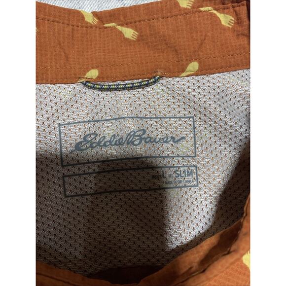 Eddie Bauer Shirt Mens Large Brown Slim Forks Camping Nylon Grilling Outdoors - Picture 4 of 8